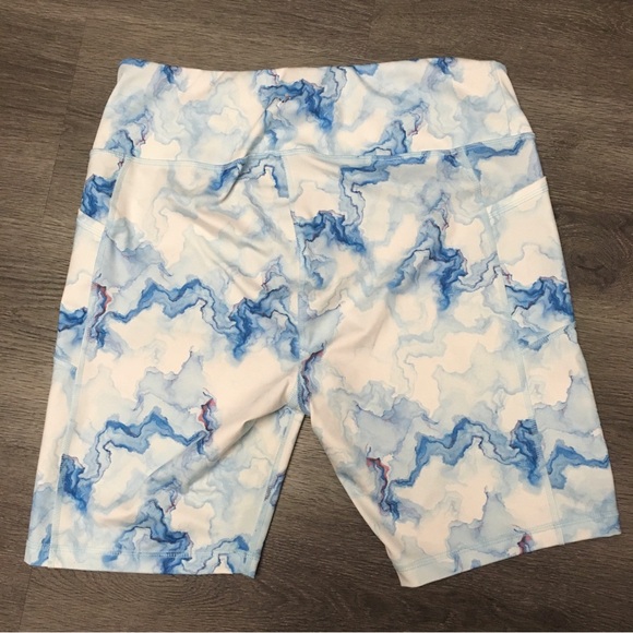 A Core Shorts Womens 2XL Pull On Active Athletic Pockets Blue Tie Dye Marble - Picture 2 of 10
